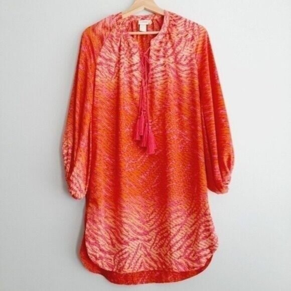 H&M Conscious Hot Pink Tassel Tunic Top Sz 4 - Picture 4 of 14